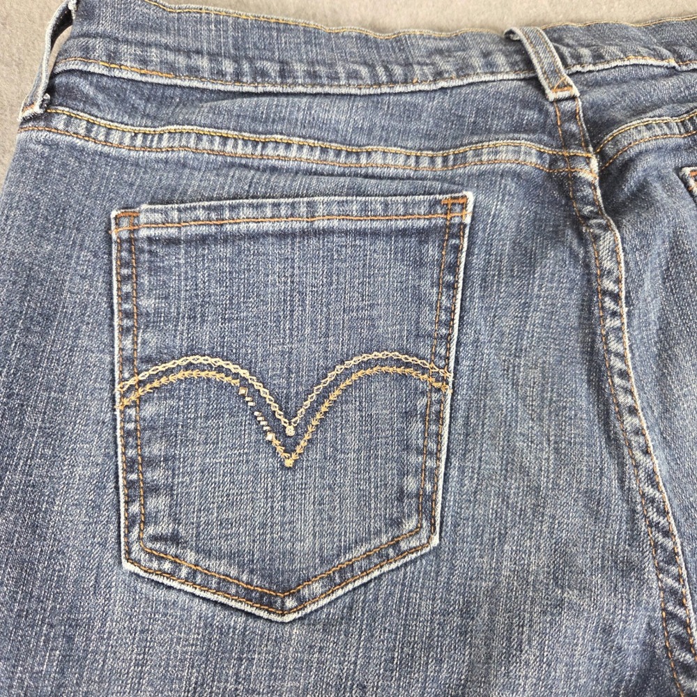 Levis 515 Bootcut Jeans Womens14 S/C Blue Stretch Denim Dark Wash Mid Rise Flare - Picture 15 of 16